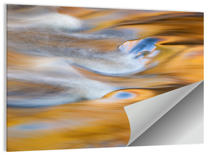 Golden Water Abstraction Wall Art as a poster print