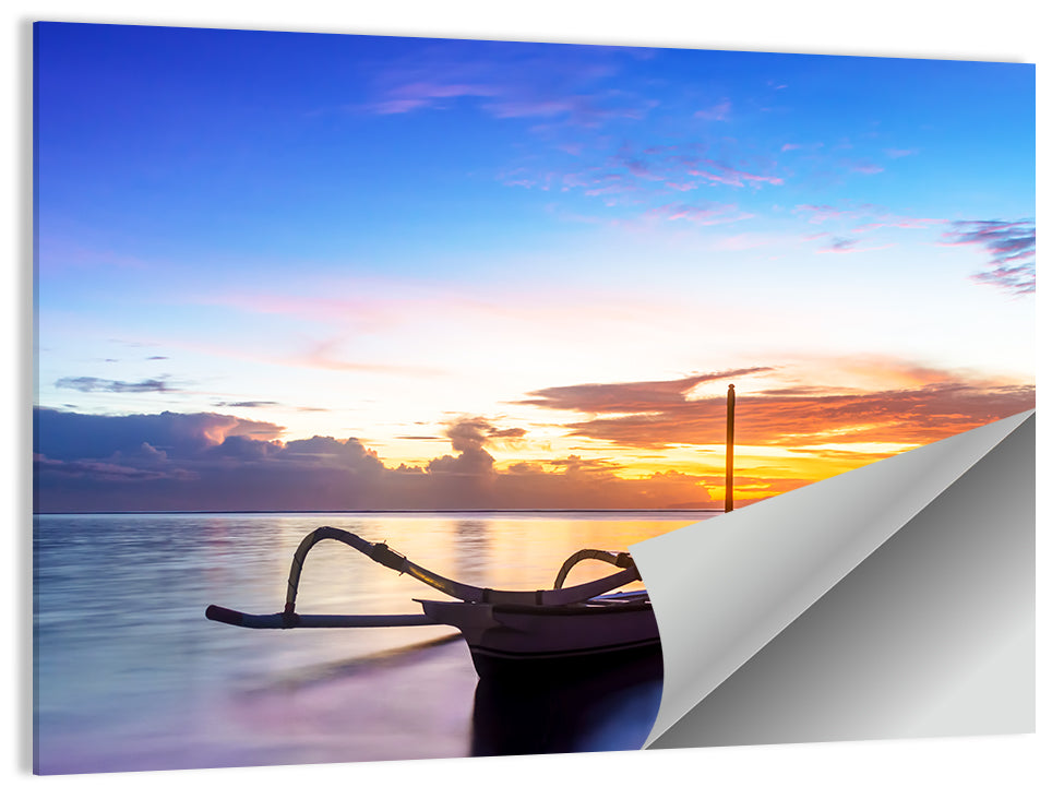 Jukung Fishing Boat at Sunset Wall Art
