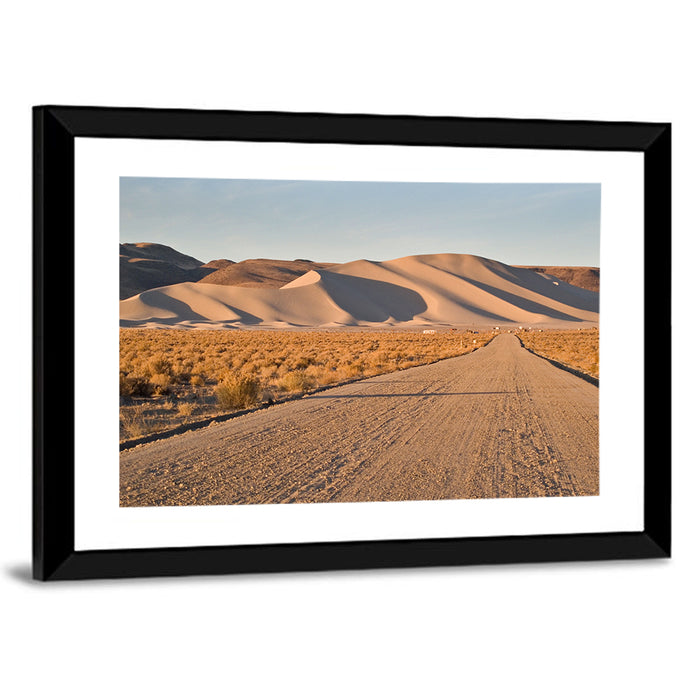 Sand Mountain Dune Road Wall Art as a framed print