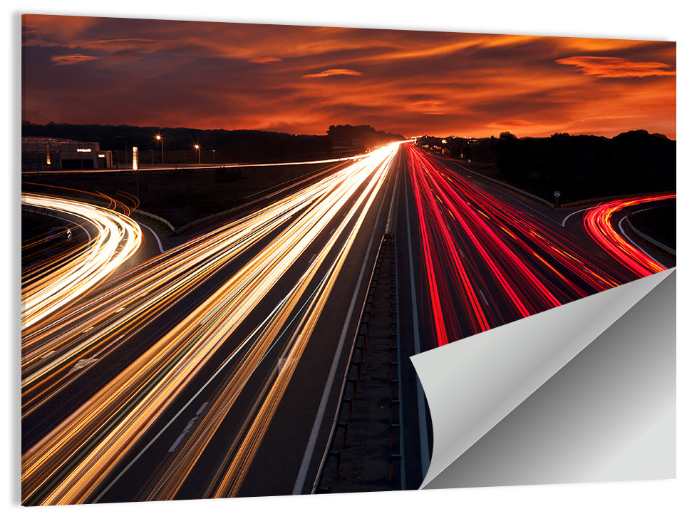 Sunset Highway Light Trails Wall Art