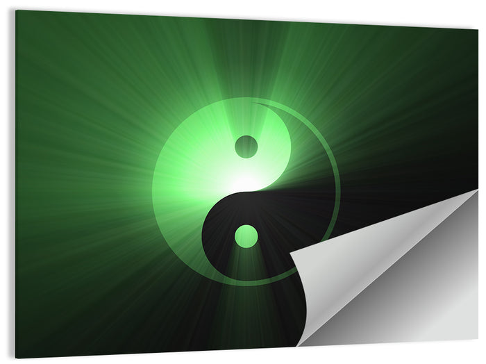 Green Glowing Yin Yang Wall Art as a poster print