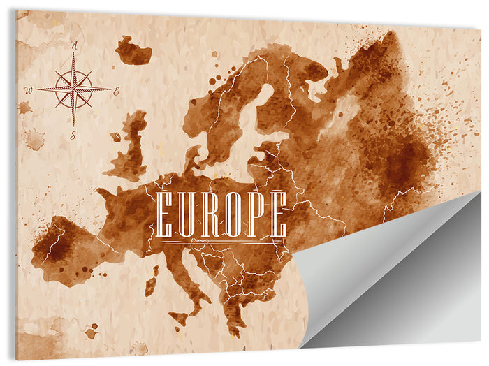 Retro Europe Map Wall Art as a poster print