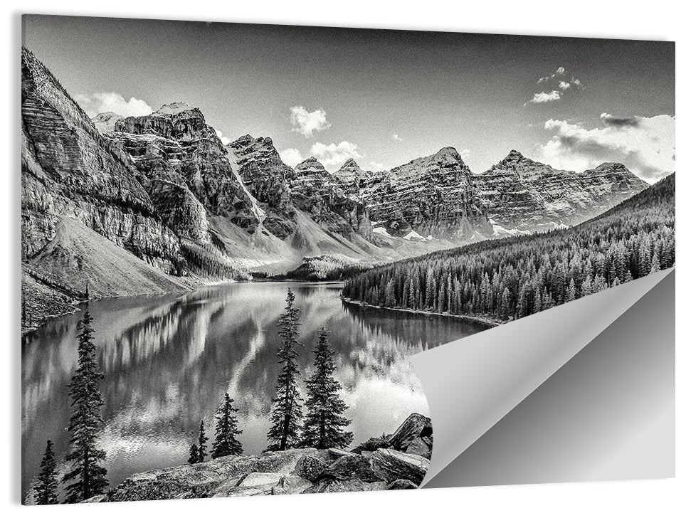 Moraine Lake Monochrome Mountain Landscape Wall Art