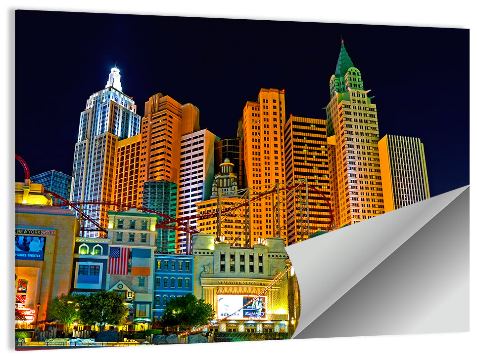 Las Vegas Big Apple Coaster at Night Wall Art