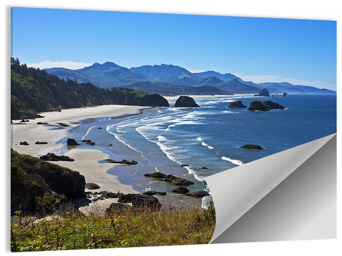 Cannon Beach Morning Shoreline Wall Art as a poster print