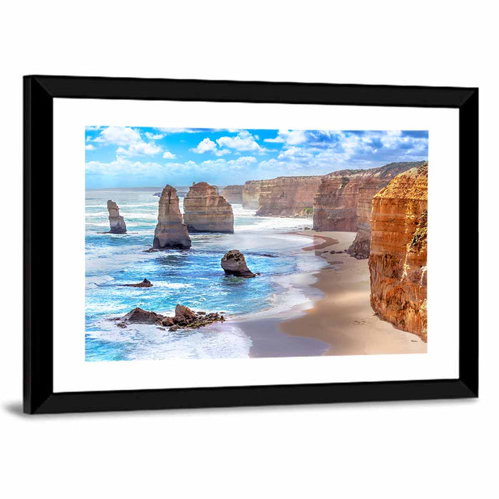 Twelve Apostles Coastal View Wall Art as a framed print