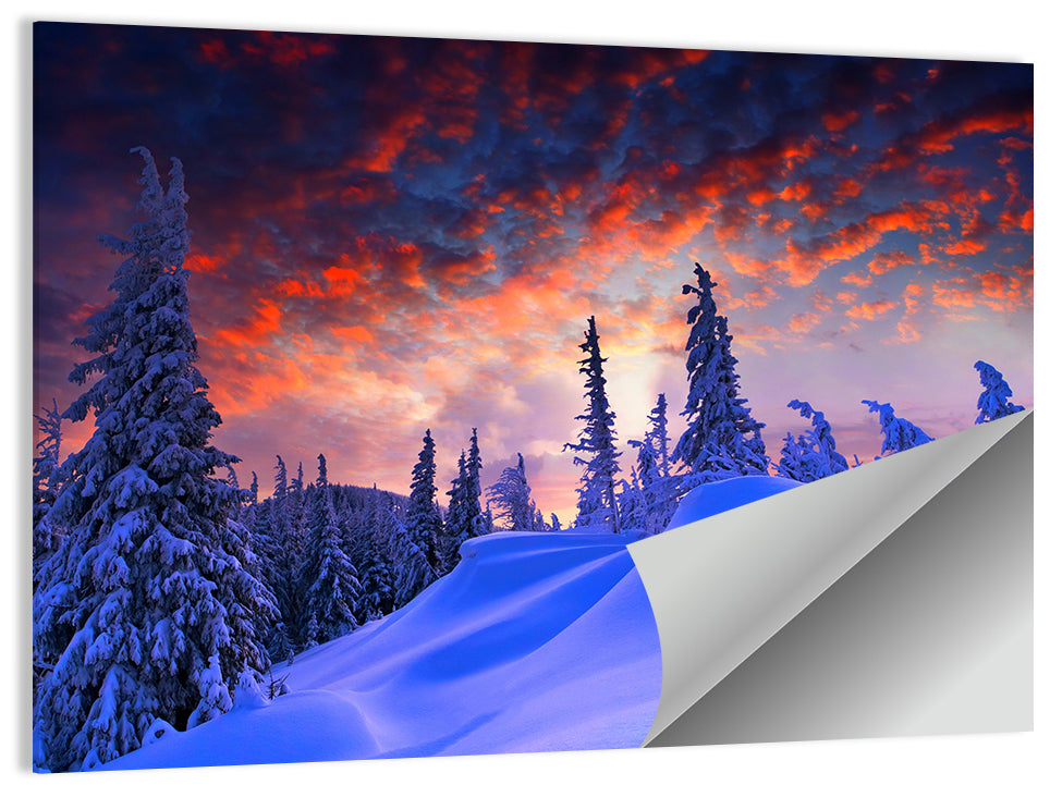 Snow-covered Mountain Sunset Wall Art