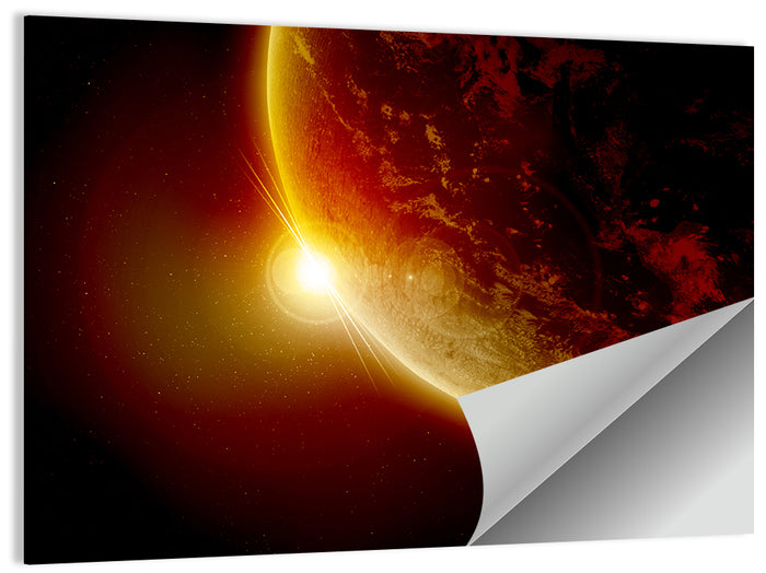 Red Planet Sunrise Limb Flare Wall Art as a poster print