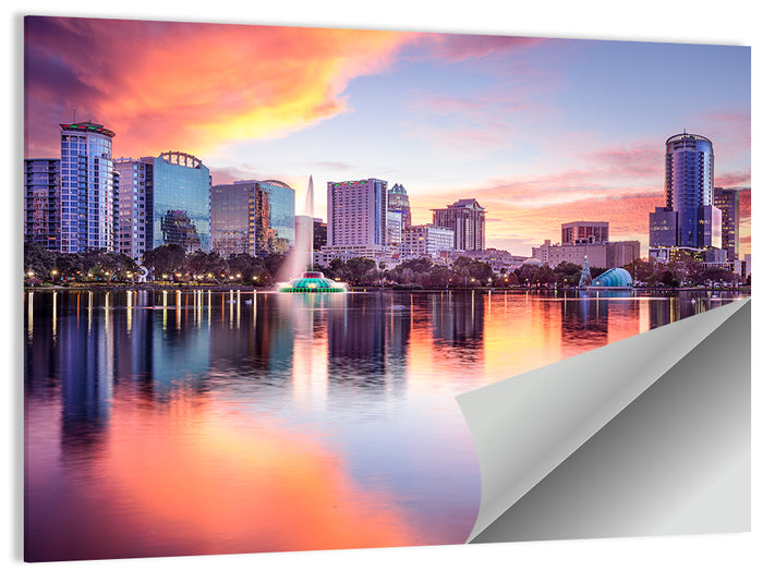 Lake Eola Sunset Orlando Wall Art as a poster print