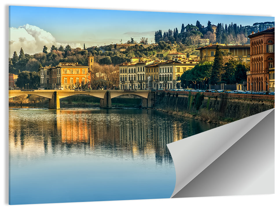 Golden Hour Florence Over the Arno River Wall Art