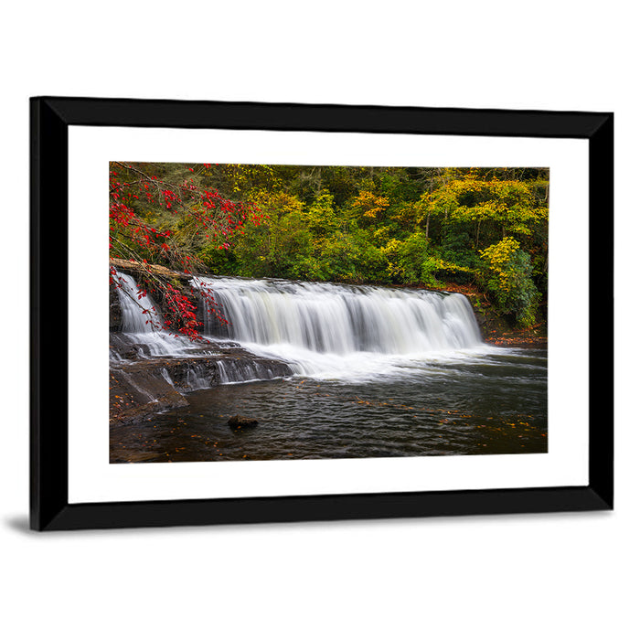 Blue Ridge Autumn Waterfall Wall Art as a framed print