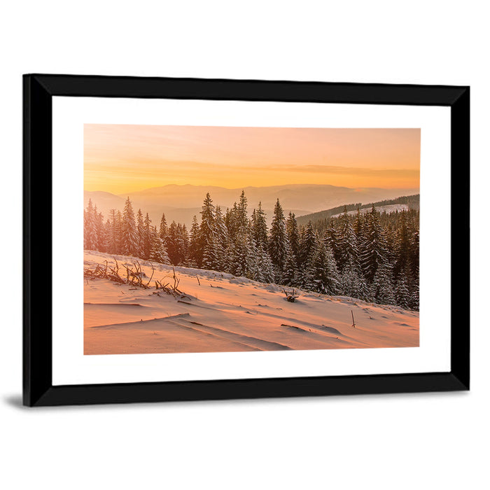 Hoverla Snowfield at Sunset Wall Art as a framed print
