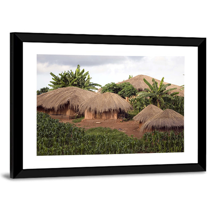 Thatched Roof Huts Wall Art as a framed print