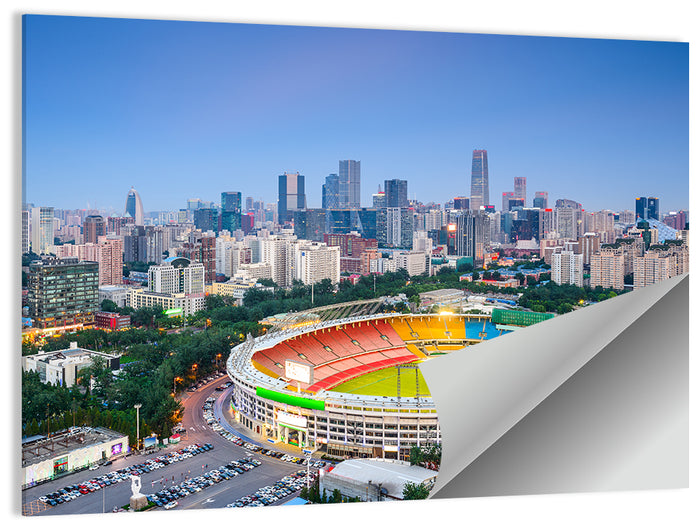 Workers' Stadium at Dusk, Beijing Skyline Wall Art as a poster print