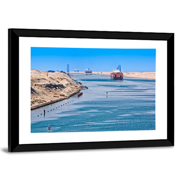 Suez Canal Container Ships Wall Art as a framed print