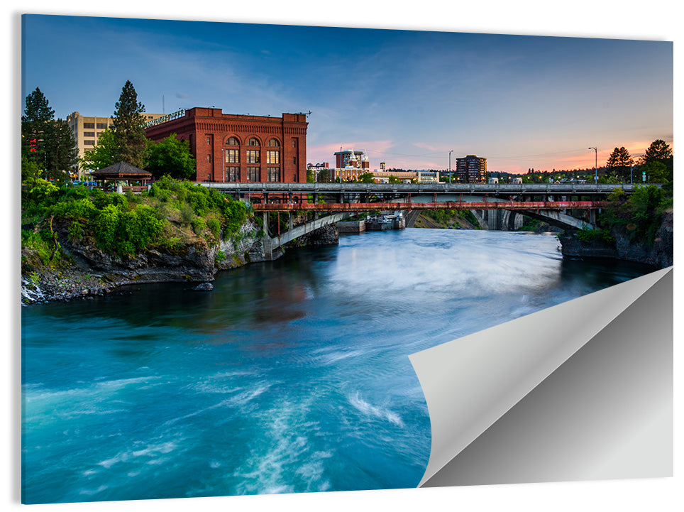 Spokane River at Twilight Wall Art