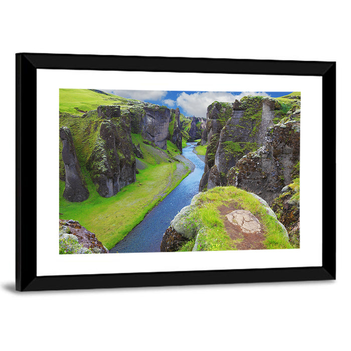 Neverland Cliffs, Fjaðrárgljúfur Canyon Wall Art as a framed print