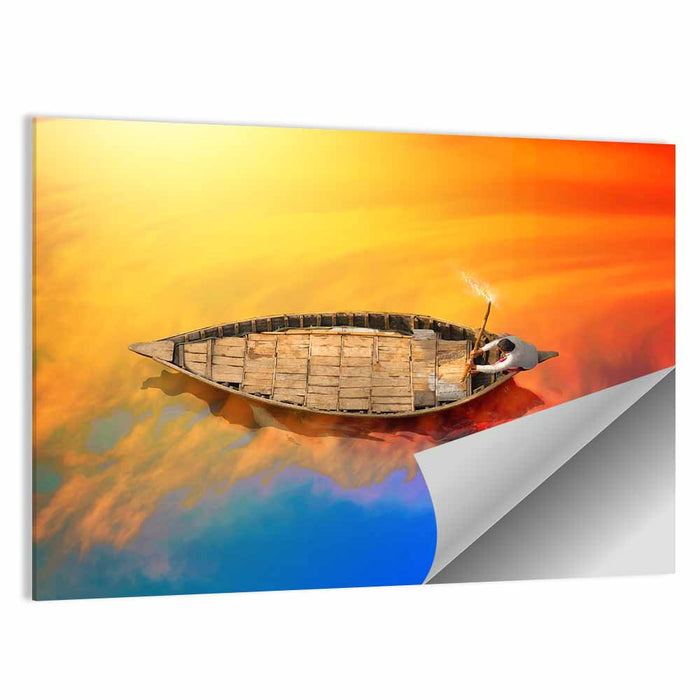 Sunset Rowboat from Above Wall Art as a poster print