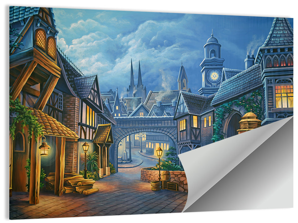 Victorian London Cobblestone Street Wall Art