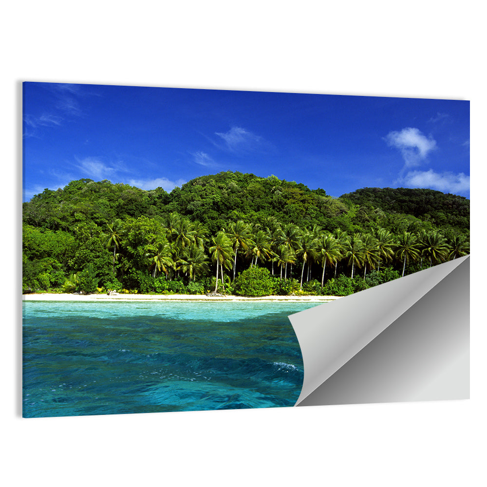 Turquoise Tropical Island Scene Wall Art