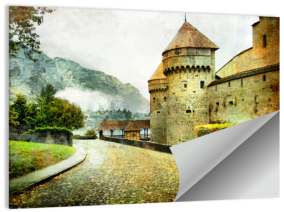 Autumn Approach to Chillon Castle Wall Art