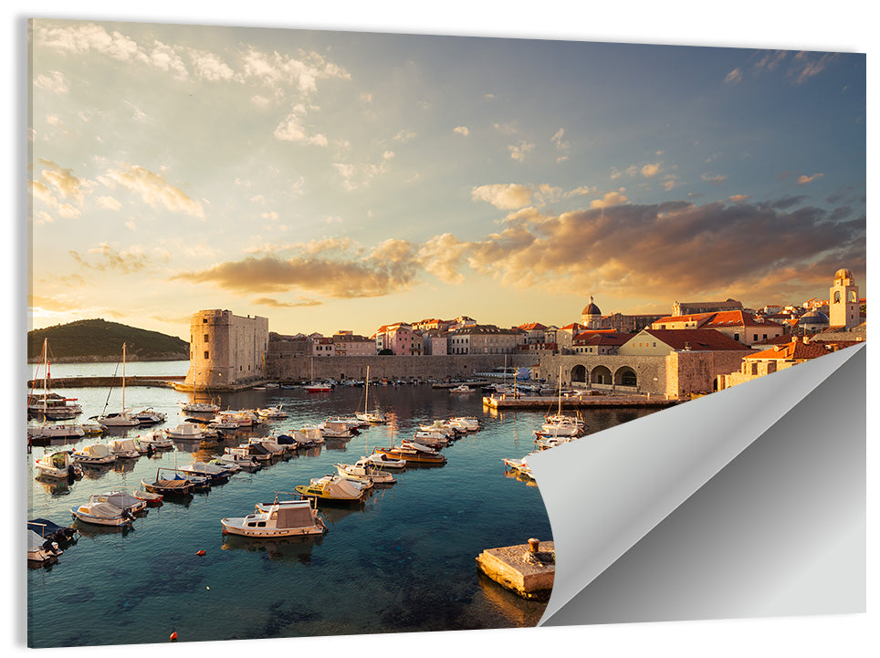 Dubrovnik Old Port at Golden Hour Wall Art