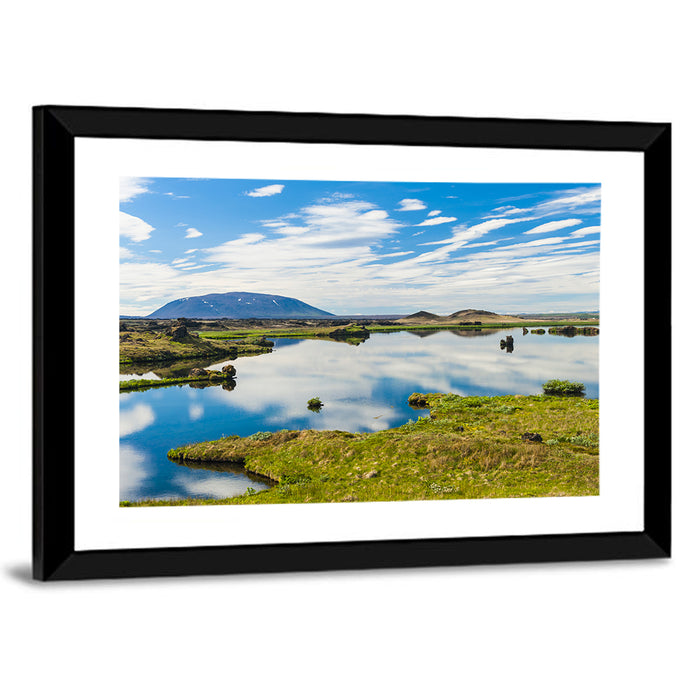 Lake Myvatn Reflection Wall Art as a framed print