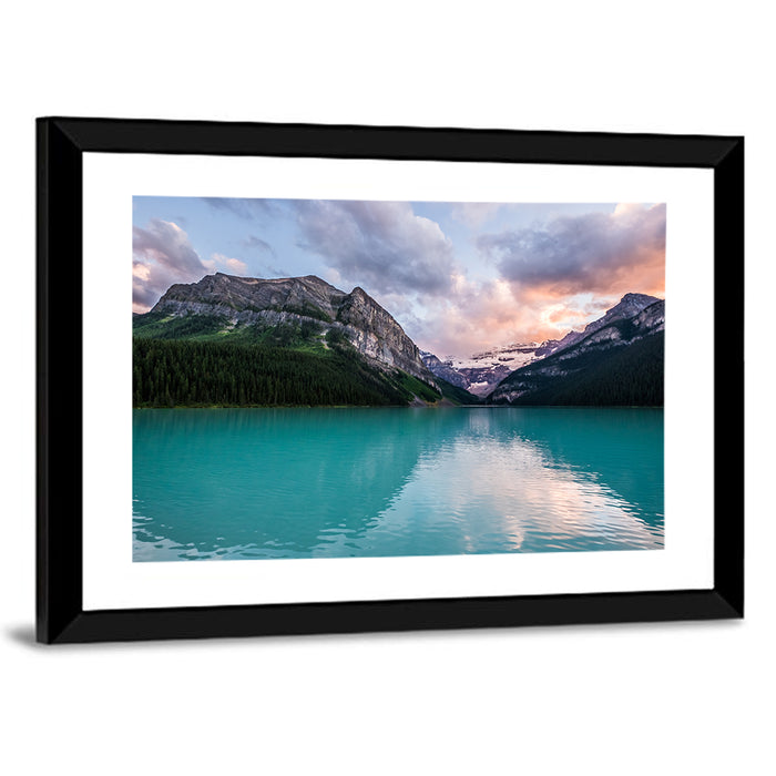 Turquoise Sunset at Lake Louise Wall Art as a framed print