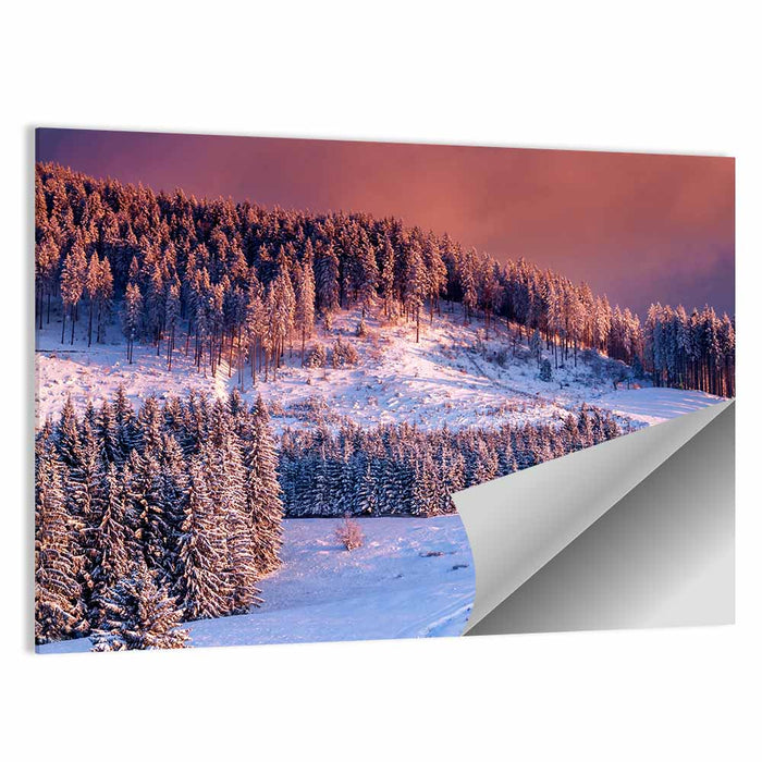 Idyllic Winter Mountain Sunset Wall Art as a poster print