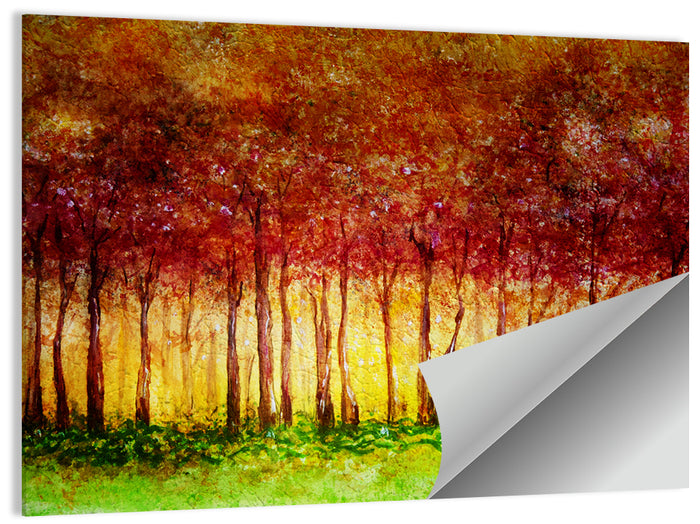 Autumn Tree Row Wall Art as a poster print
