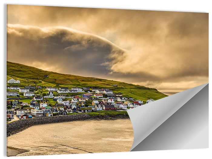 Coastal Village at Golden Hour Wall Art as a poster print
