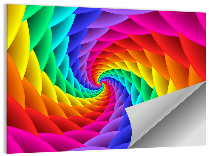 Rainbow Spiral Vortex Tunnel Wall Art as a poster print