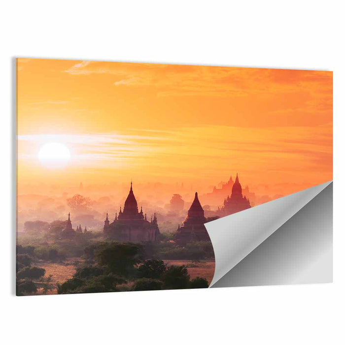 Bagan Pagodas at Sunset Wall Art as a poster print