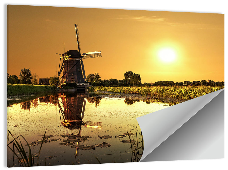 Dutch Windmill at Golden Hour Wall Art