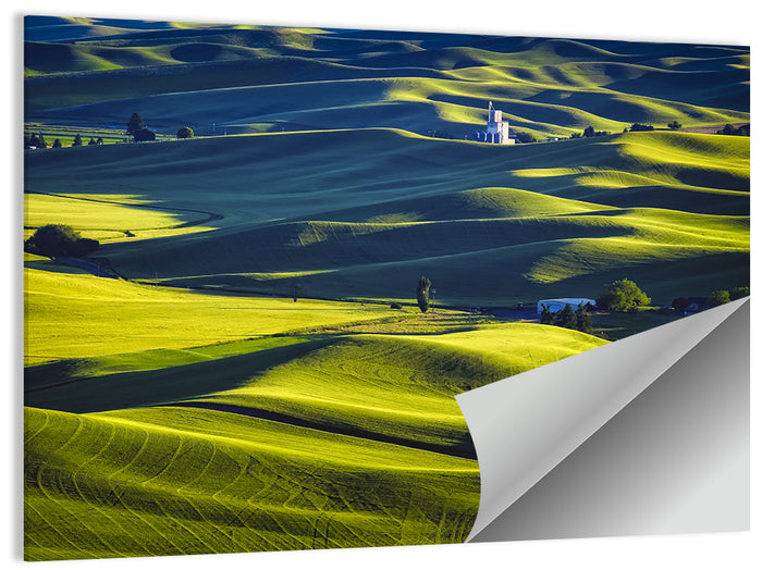 Palouse Hills with Grain Elevator Wall Art as a poster print