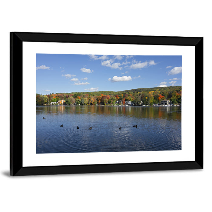 Greenwood Lake Autumn Landscape Wall Art as a framed print