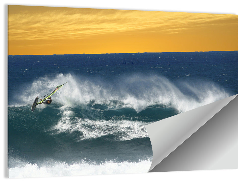 Windsurfer at Golden Wave Wall Art
