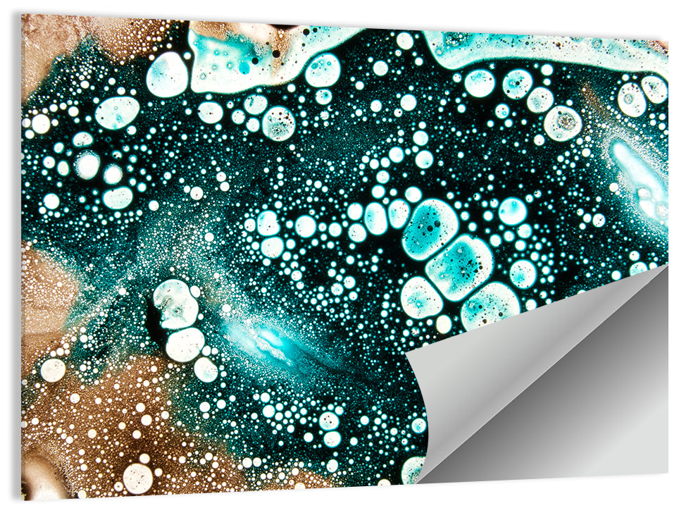 Teal Oil and Water Bubble Abstract Wall Art