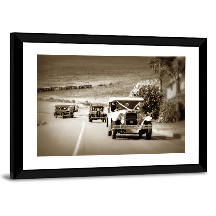 Vintage Wedding Cars Wall Art as a framed print