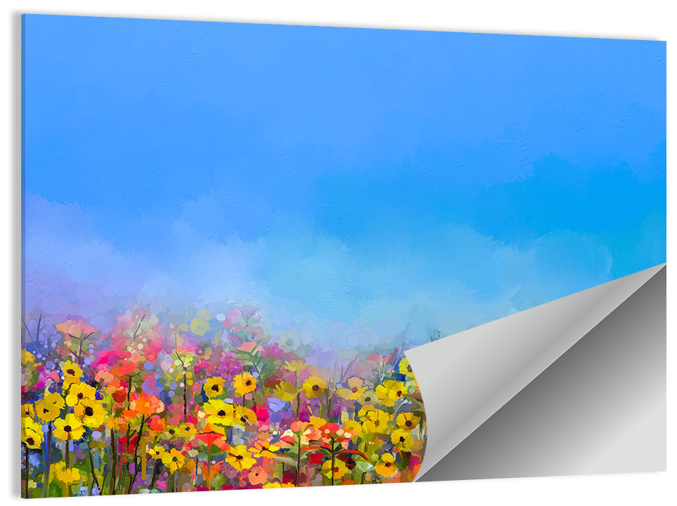 Cornflower and Daisy Meadow Wall Art