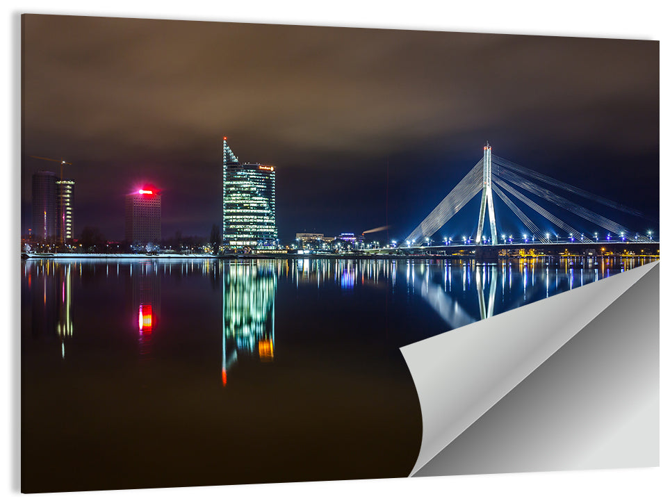 Vanšu Bridge Night Skyline Wall Art