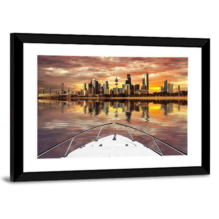 Kuwait City Skyline at Dusk Wall Art as a framed print