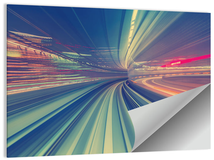 Monorail Night Light Trails Wall Art as a poster print
