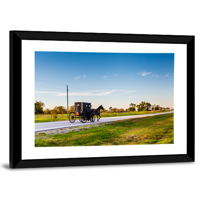 Amish Horse and Buggy, Oklahoma Wall Art as a framed print