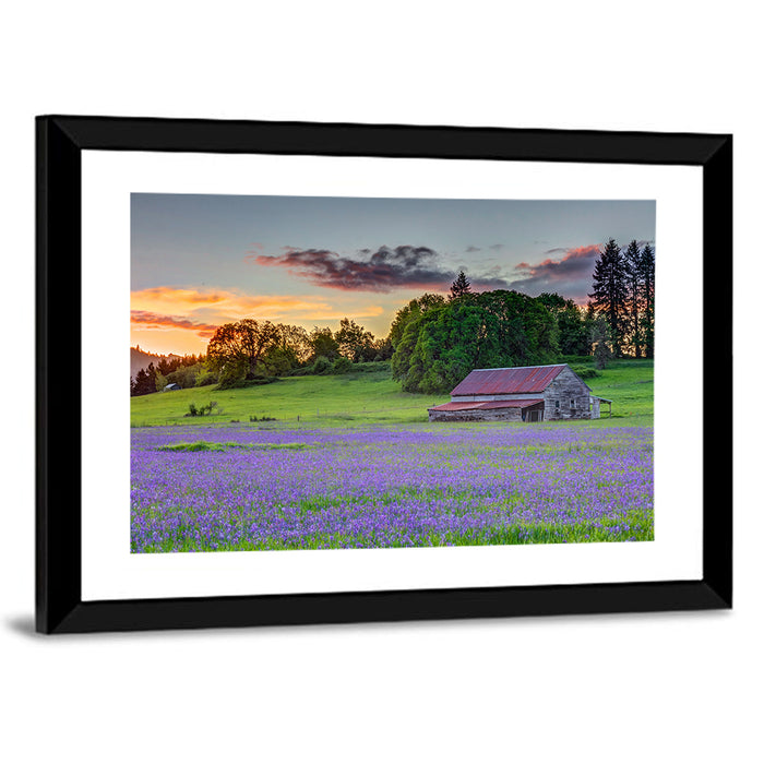 Willamette Valley Barn at Sunset Wall Art as a framed print
