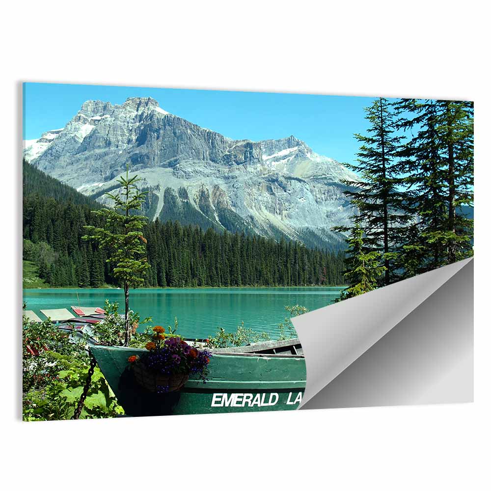Green Rowboat at Emerald Lake Wall Art