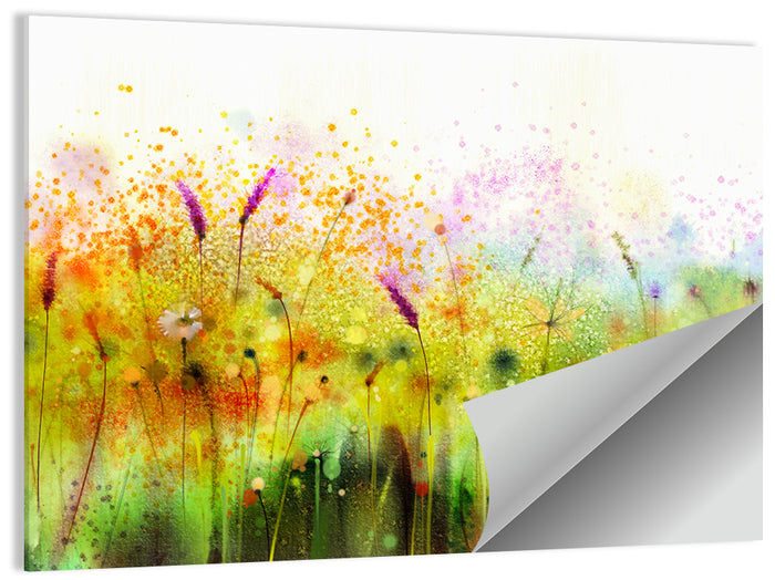 Cosmos Wildflowers Watercolor Wall Art as a poster print