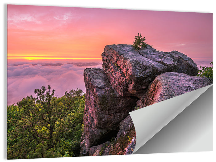 Pine Mountain Trail Sunset Over Cloud Sea Wall Art as a poster print