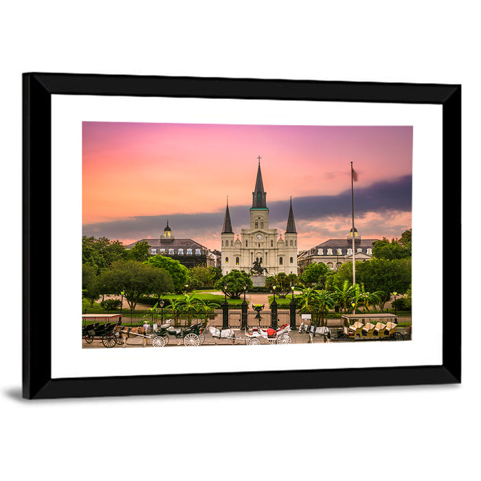 Jackson Square at Dusk Wall Art as a framed print
