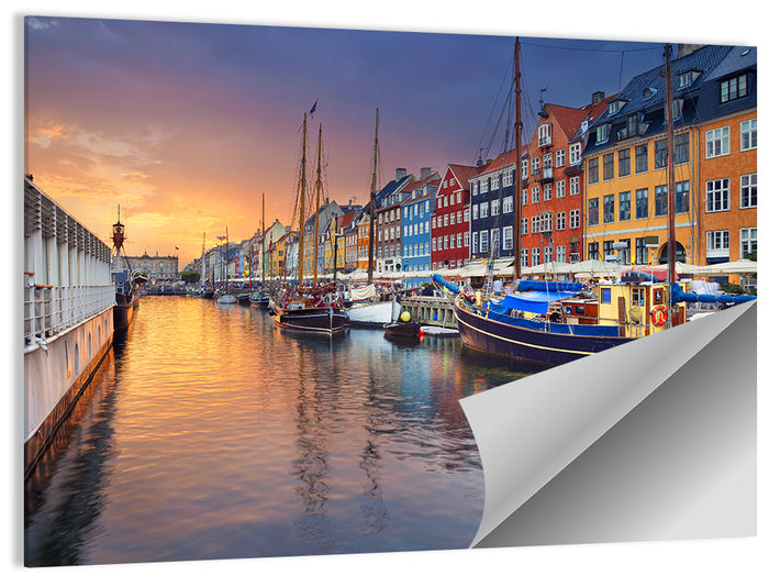 Nyhavn Canal at Sunset Wall Art as a poster print